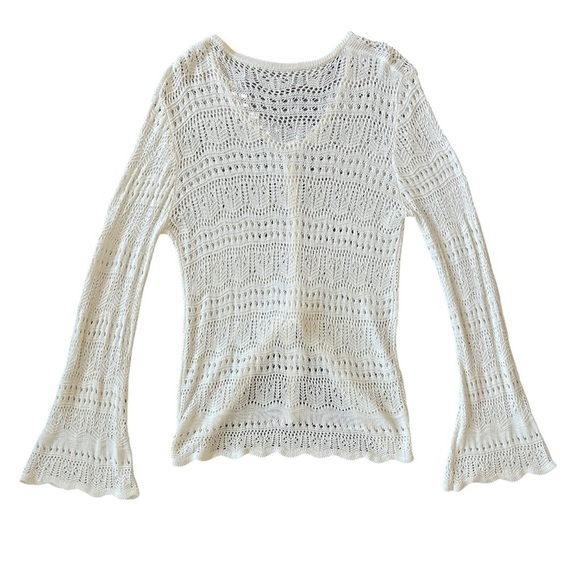 White Knit Boho Sweater - Picture 3 of 3